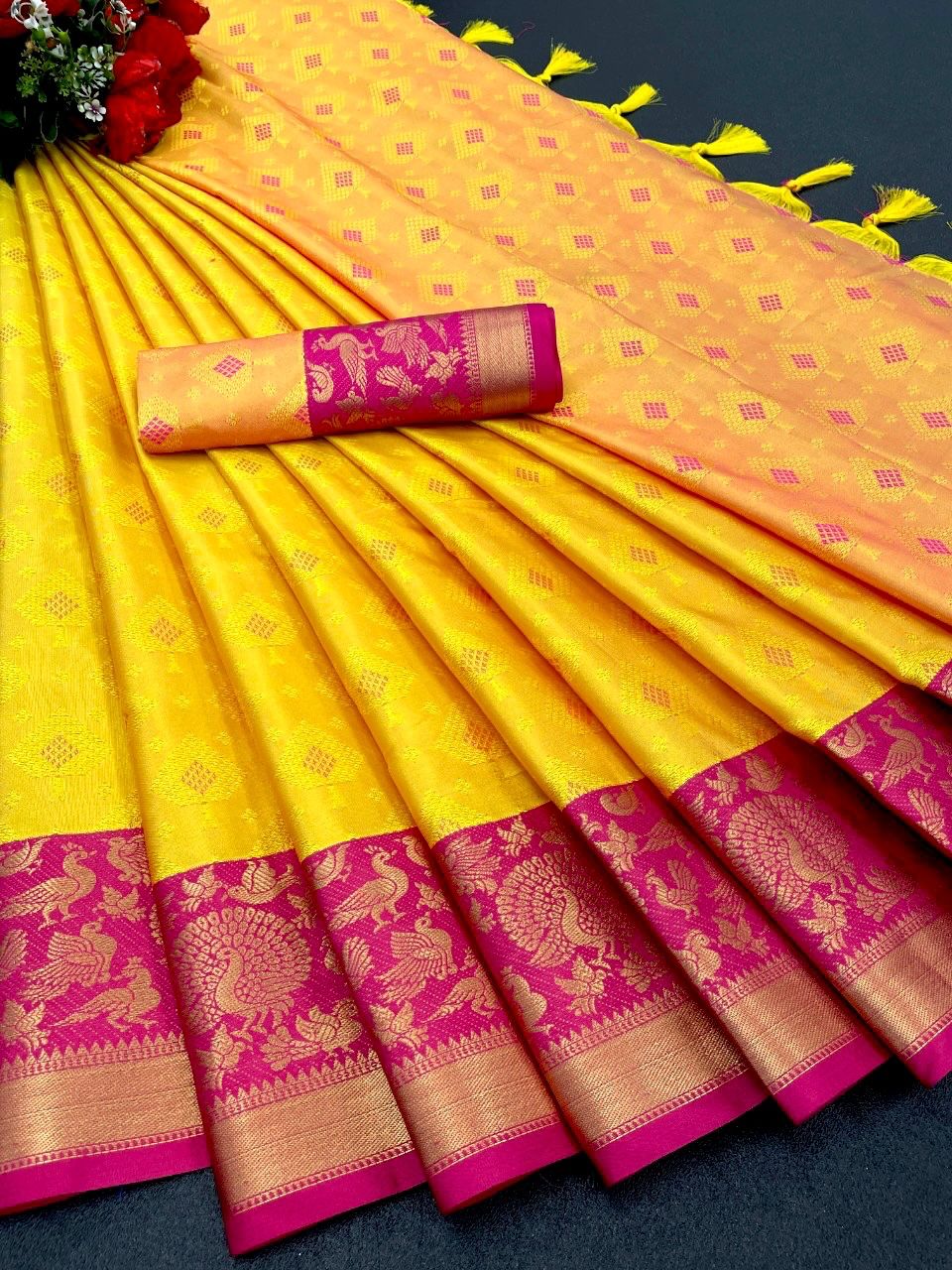 Aab Tansui Bird Kanchivaram Silk Non Catalog Sarees
